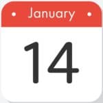 Calendar Icon with long shadow. Flat style. Date,day and